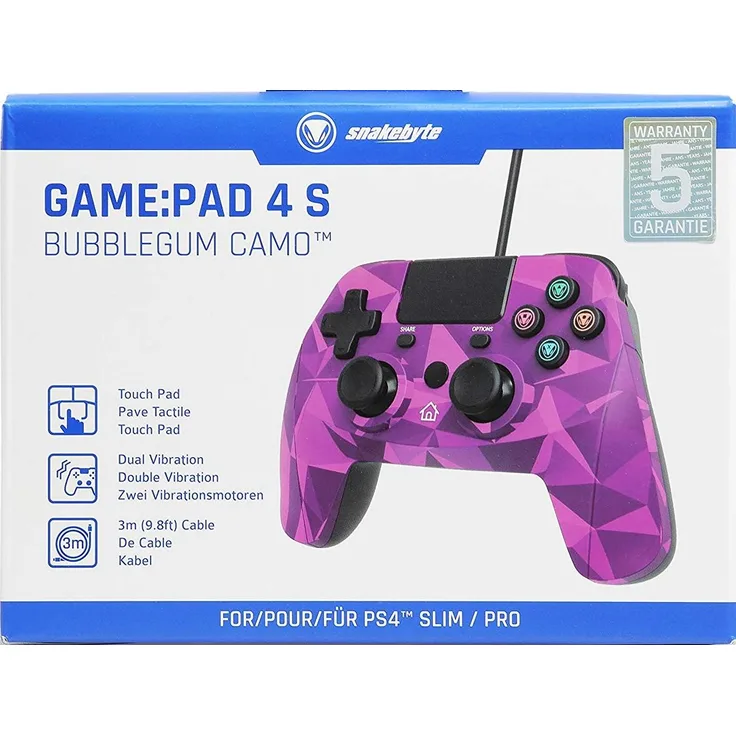 Snakebyte Game:Pad 4 S Bubblegum Camo Pink, Schwarz (SB913471) (PS4)
