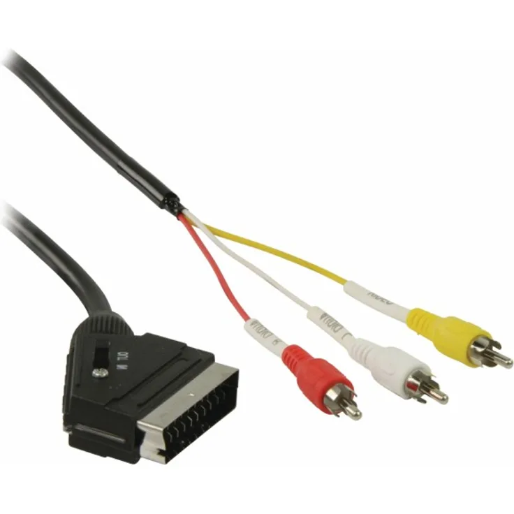 Valueline SCART-3x RCA, 2m SCART (21-pin) 3 x RCA Schwarz - Videokabel-Adapter (2m, 2 m, SCART (21-pin), 3 x RCA, Männlich, Männlich, Schwarz)