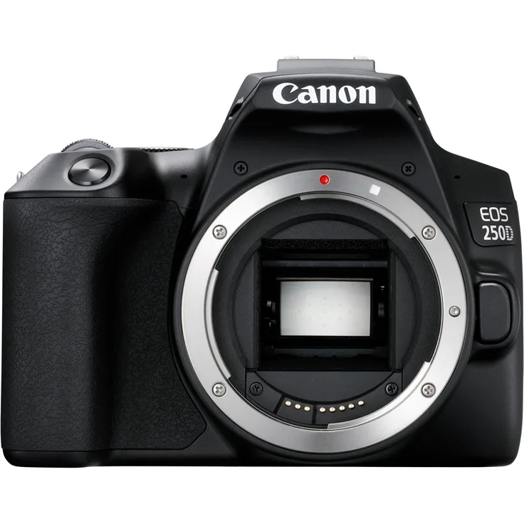 Canon EOS 250D Digitale Spiegelreflexkamera (24,1 Megapixel, 7,7 cm (3 Zoll) Vari-Angle Display, APS-C-Sensor, Dual Pixel CMOS AF, 4K, Full-HD, DIGIC 8, WLAN, Bluetooth) Gehäuse Body schwarz