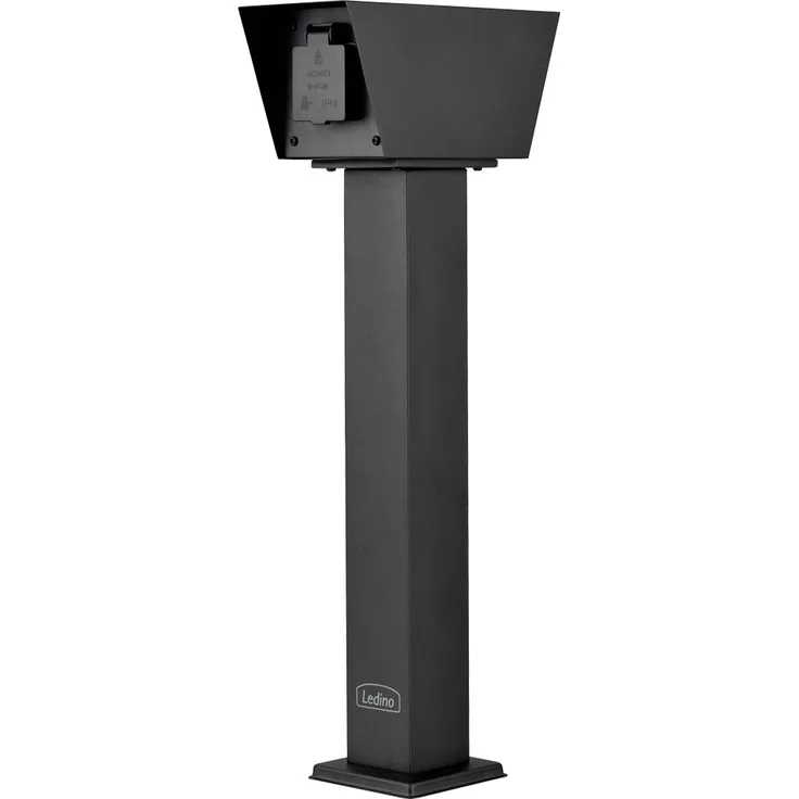 2-fach Außen Steckdose in schwarz, Höhe 52cm, CONNECT L2A