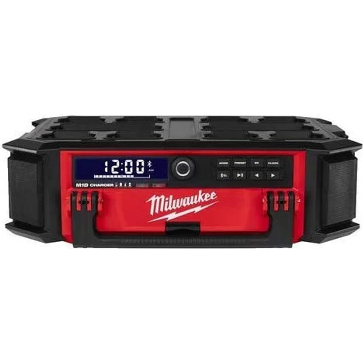 Milwaukee M18PRCDAB+-0 Baustellenradio mit Bluetooth, geeignet für Outdoor, spritzwassergeschützt, rot, schwarz – Bild 3