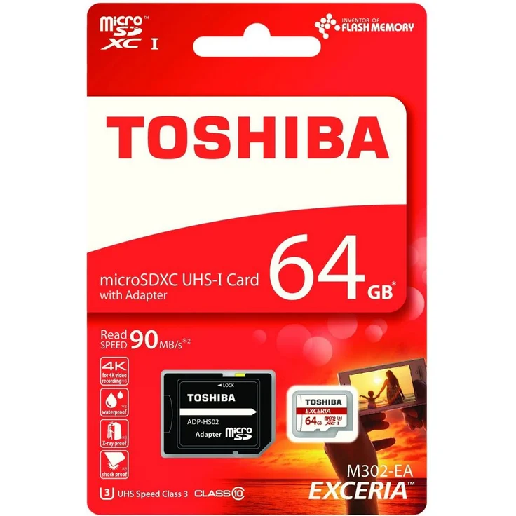 Toshiba EXRIA M302-EA Micro SDXC 64GB UHS-I Klasse 10 Speicherkarte (bis zu 90MB-s lesen)