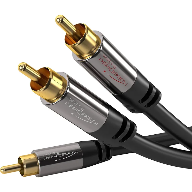 KabelDirekt - Cinch Audio Y-Kabel - 5m - (Koaxialkabel geeignet für Verstärker, Stereoanlangen, HiFi Anlagen & andere Geräte mit Cinch Anschluss, 1 Cinch zu 2 Cinch)