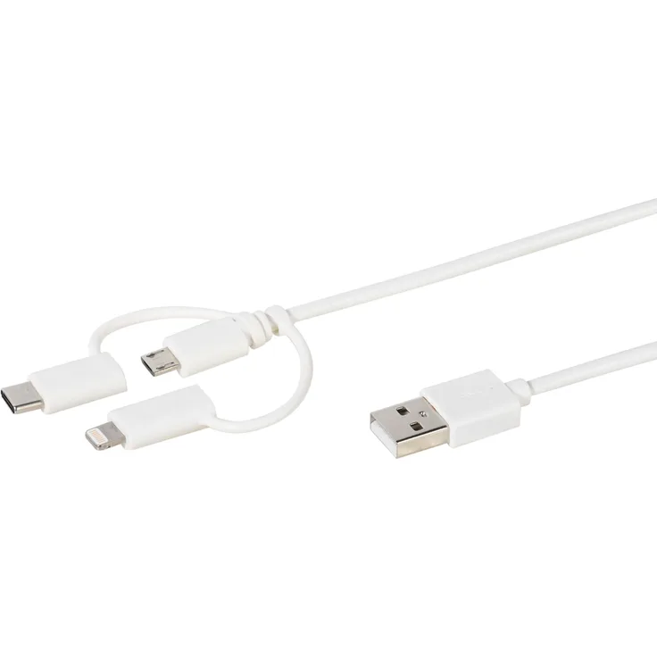 3in1 Ladekabelset, Micro USB, USB Type C, Lightning, 1m