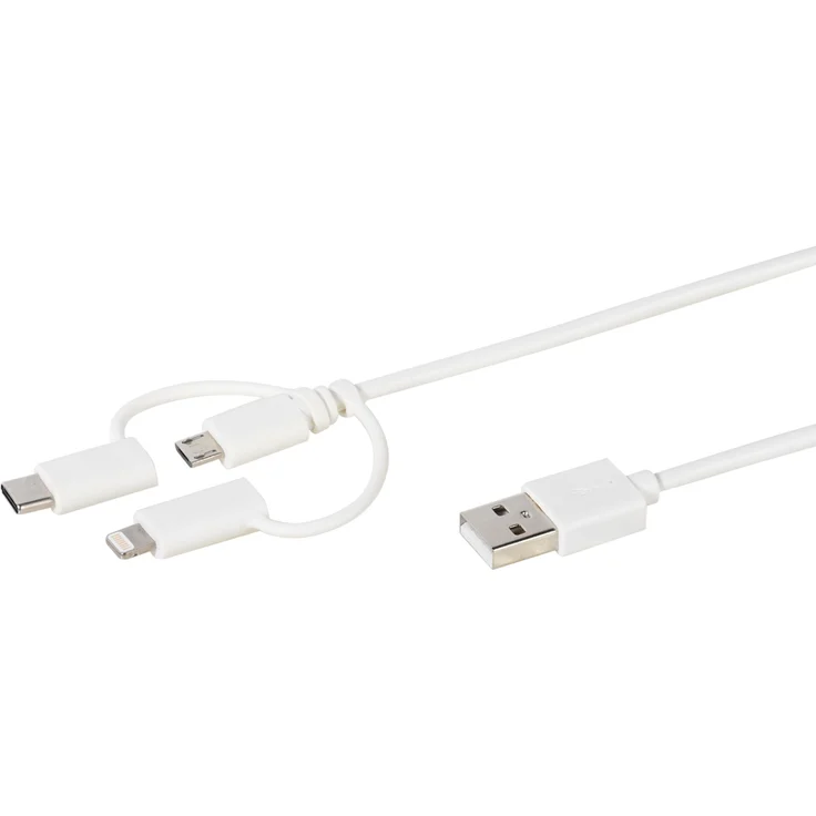 3in1 Ladekabelset, Micro USB, USB Type C, Lightning, 1m