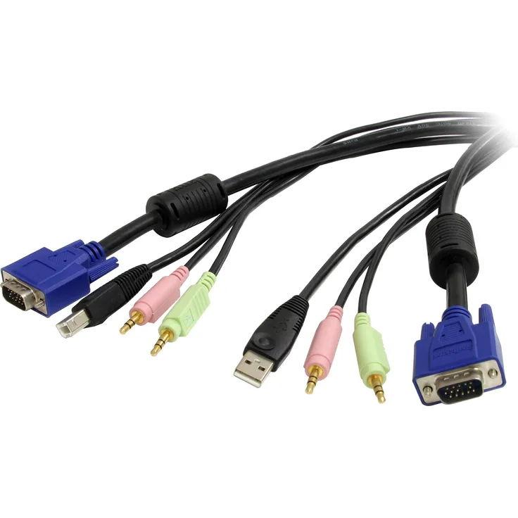 StarTech.com 1,8m 4-in-1 USB VGA KVM Kabel mit Audio - USB VGA KVM Switch Kabel mit Audio