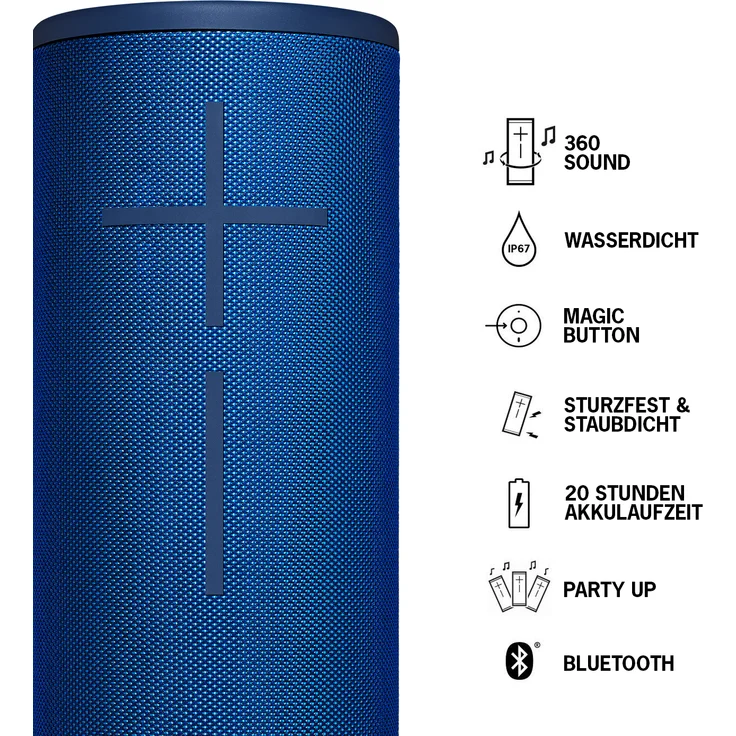 Ultimate Ears Megaboom 3 Bluetooth-Lautsprecher mit Mikrofon, Webradio, wasserdicht, blau – Bild 2