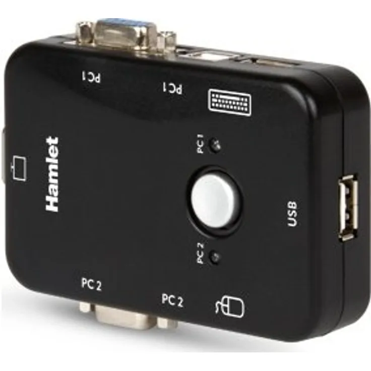 Hamlet HNKVM3U Schwarz Tastatur-Video-Maus (KVM)-Switch - Tastatur-Video-Maus (KVM)-Switches (1920 x 1080 Pixel, USB, USB, VGA, Schwarz, 100 mm)