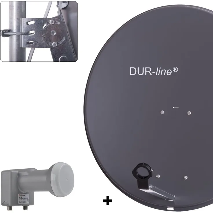 DUR-line MDA 80 Satellitenschüssel anthrazit + Unicable LNB UK 102