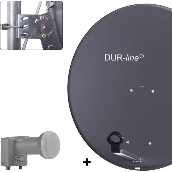 DUR-line MDA 80 Satellitenschüssel anthrazit + Unicable LNB UK 102
