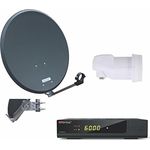 Opticum Red 1 TNA AX300 LSP-02G QA 60 Digitale 1 Teilnehmer Satelliten-Komplettanlage HD AX 300 Plus HDTV-Receiver (Single-LNB, QA 60 cm Antenne Aluminium) Anthrazit