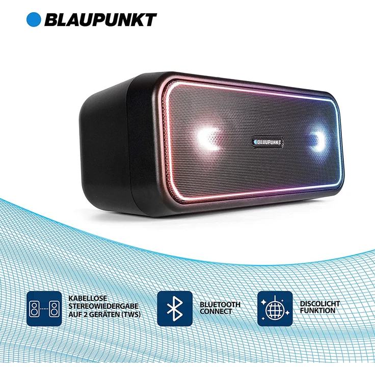 Blaupunkt PS 200, True Wireless Bluetooth-Lautsprecher, geeignet für Party, schwarz – Bild 2