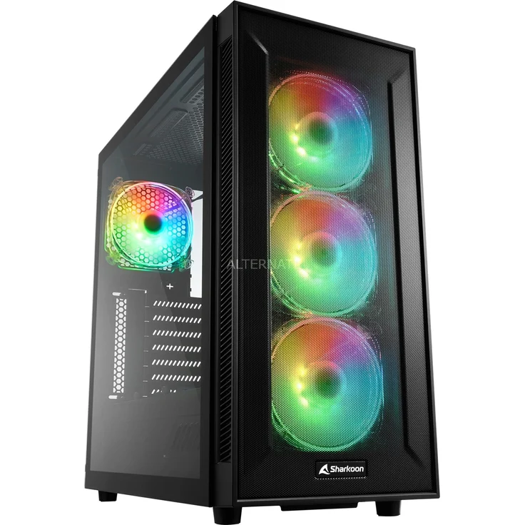 Sharkoon TG6M RGB Tower-Gehäuse, schwarz, Seitenteil aus gehärtetem Glas – Bild 1