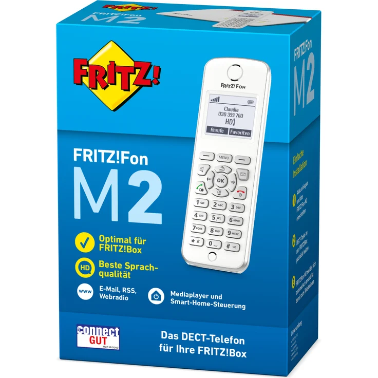 AVM FRITZ!Fon M2 DECT-Komforttelefon (für FRITZ Box Monochromes Display, HD-Telefonie) deutschsprachige Version – Bild 5