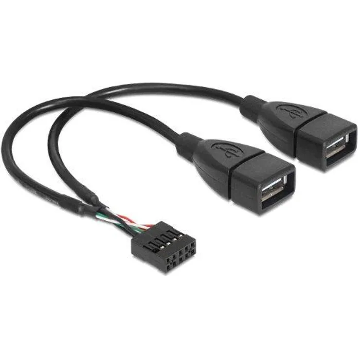 Delock Kabel USB 2.0 Typ-A 2 x Buchse auf Pin Header (83292)