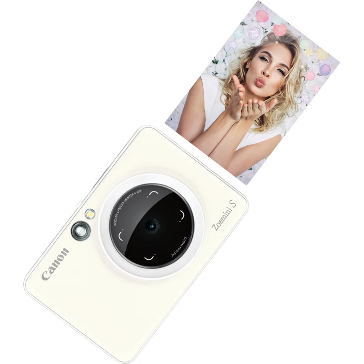 Canon Zoemini S Sofortbildkamera digital 8 MP (Sucher, Ringblitz- LED Blitz, Micro SD Kartenslot, Print App, ZINK-Druck tintenfrei, Sofortdruck, Fernauslöser), weiß – Bild 2