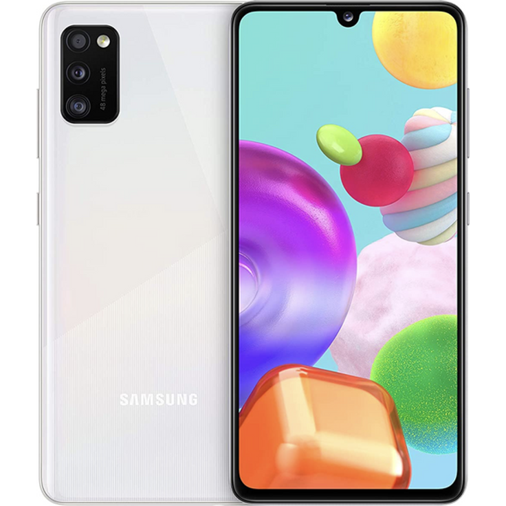 Samsung Galaxy A41 Smartphone 15,49cm (6,1 Zoll) Super-AMOLED-Display, 64GB interner Speicher, 4GB RAM, Dual-SIM, Android, White – Bild 1