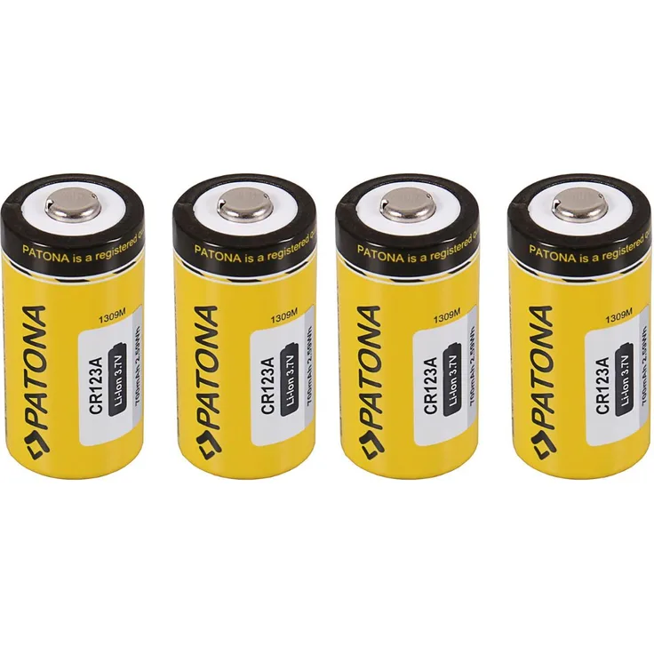 4x PATONA Li-Ion 3,7V Akku CR123A 16340 Zelle 700mAh 2,59Wh
