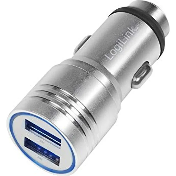 LogiLink PA0228 - USB KFZ Ladeadapter 2-Fach & Nothammer mit Fast Charging-Überlade-, Tiefentlade-, Überlast- und Kurzschlussschutz für Smartphones, Tabelets, eBooks… 10,5W