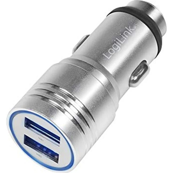 LogiLink PA0228 - USB KFZ Ladeadapter 2-Fach & Nothammer mit Fast Charging-Überlade-, Tiefentlade-, Überlast- und Kurzschlussschutz für Smartphones, Tabelets, eBooks… 10,5W