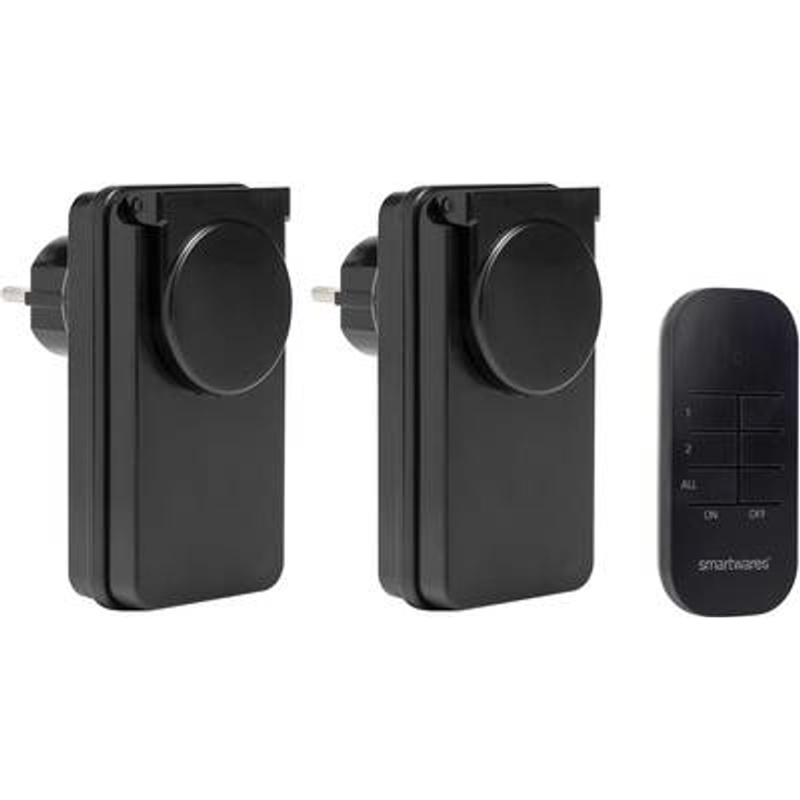 Smartwares SH4-99650 Außenschalter Basic Funk Steckdosen-Set, 230 V, Schwarz