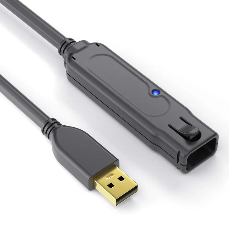 PureLink DS2100-240 USB 2.0 Aktiv Verlängerungskabel (USB-A Stecker auf USB-A Buchse), Spannungerversorgung vom USB Port, kein Netzteil benötigt, vergoldete Kontakte, 24,0m, schwarz