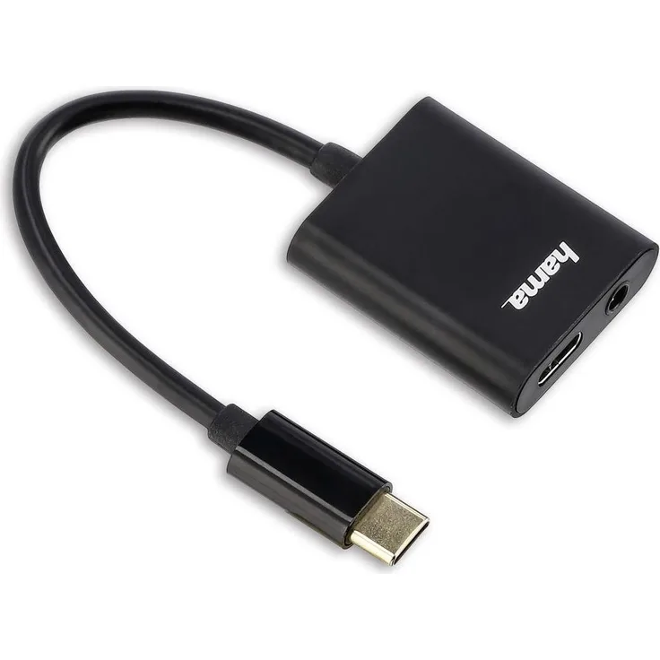 Hama Prime Line - USB-C zu Kopfhöreranschluss / Ladeadapter - Audio/USB - USB-C (M) bis 4-poliger Mini-Stecker, USB-C (W) - 8 cm - Schwarz - unterstützt Stromversorgung - Preisvergleich