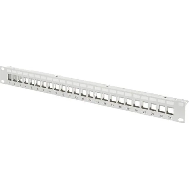 Digitus Modulares Patch Panel, geschirmt 24-Port, blank, 1HE, Rack Mount Farbe Grau RAL 7035 (DN-91410)