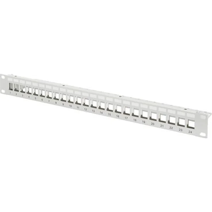Digitus Modulares Patch Panel, geschirmt 24-Port, blank, 1HE, Rack Mount Farbe Grau RAL 7035 (DN-91410) – Bild 1