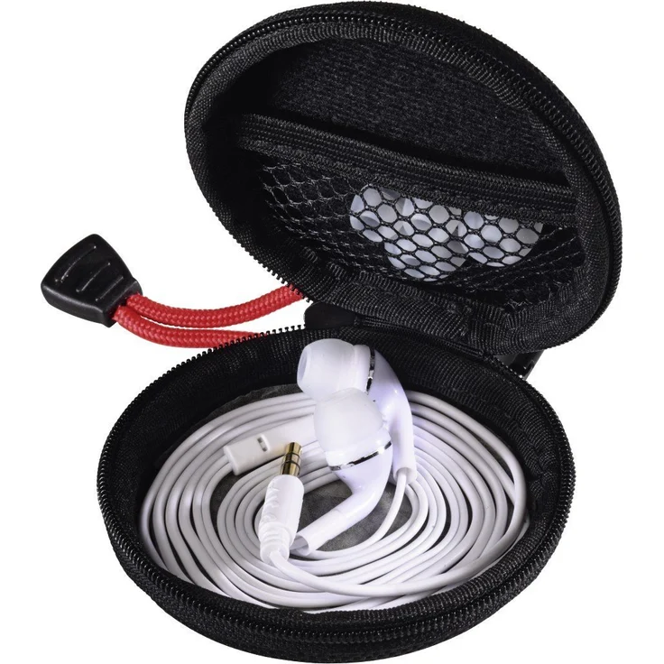 Hama Kopfhörer Tasche für In Ear Headset (robustes Hardcase zur In Ears Aufbewahrung, passend für Apple, Sony, JBL, Bose, Sennheiser, Netz-Innentasche, Karabinerhaken, Ohrstöpsel Schutztasche) schwarz