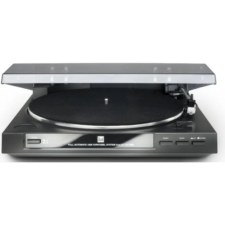 Dual DT 210 USB Schallplattenspieler mit Digitalisierungsfunktion (USB, Auto-Stop-Start-Funktion, Riemenantrieb, Magnet-Tonarmabnehmer-System) schwarz