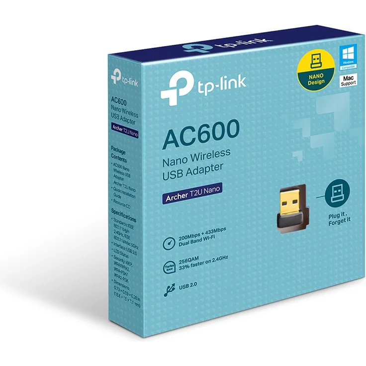 TP-Link AC600 Nano DualBand, 2.4GHz/5GHz WLAN, USB-A 2.0 [Stecker] (Archer T2U Nano) – Bild 2
