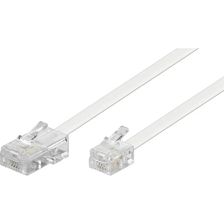 Goobay 93061 Modularanschlusskabel 3 Meter, Weiß RJ45-Stecker (8P4C) auf RJ11-RJ14-Stecker (6P4C)