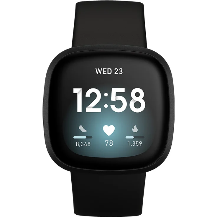 Fitbit Versa 3 Smartwatch GPS, Unisex, S/L, Aluminiumgehäuse, Schwarz/Schwarz – Bild 2