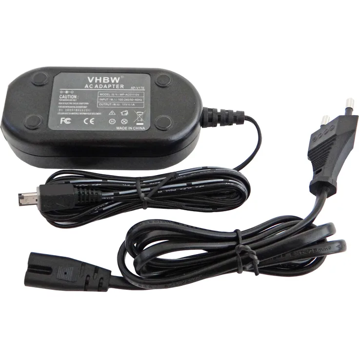 vhbw Kamera-Netzteil Netzkabel passend für JVC GR-D271U, GR-D271US, GR-D275, GR-D275U, GR-D275US Kamera, Digitalkamera, DSLR, 2m