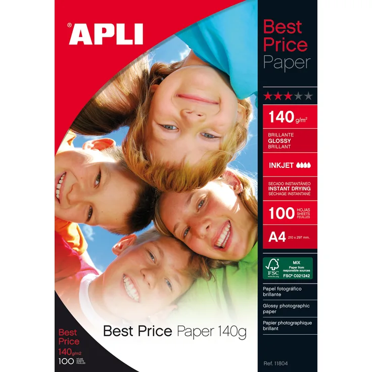 Apli 250093 - Inkjet-Papier mit Glanz A4, 100gr, 100 Blätter