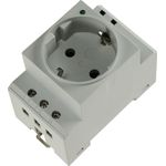 Schutzkontakt-Steckdose für Hutschiene mit LED, 230V, 16A, VDE
