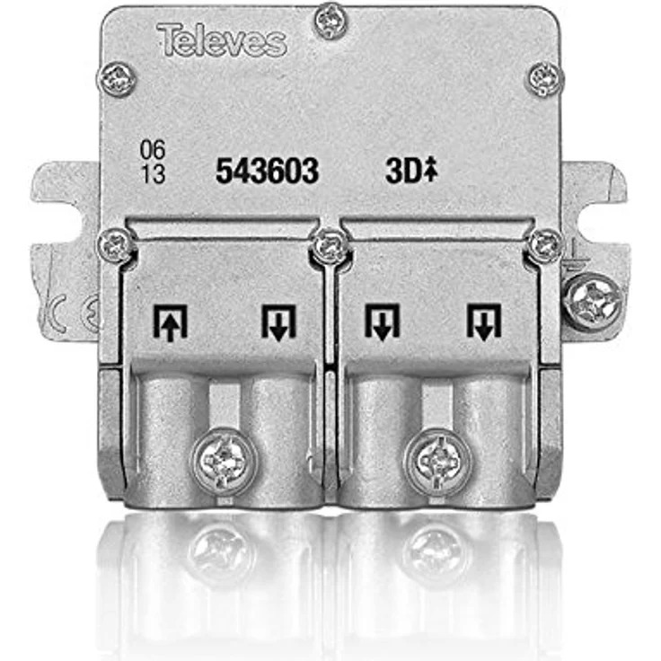 Televes 543603 Kabelspalter oder -kombinator Kabelsplitter Edelstahl - Kabelspalter oder -kombinatoren (Kabelsplitter, 5-2400 MHz, Edelstahl, 8,5 dB, Sichtverpackung) – Bild 1