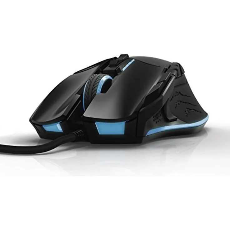 uRage Gaming-Maus 8200 dpi (Mouse für Gamer, 13 programmierbare Tasten, zusätzliche Gewichte, 1,8m Kabel, USB, 1000 Hz, MMO geeignet, RGB LED Beleuchtung, DPI Anzeige) Laser Maus schwarz-blau