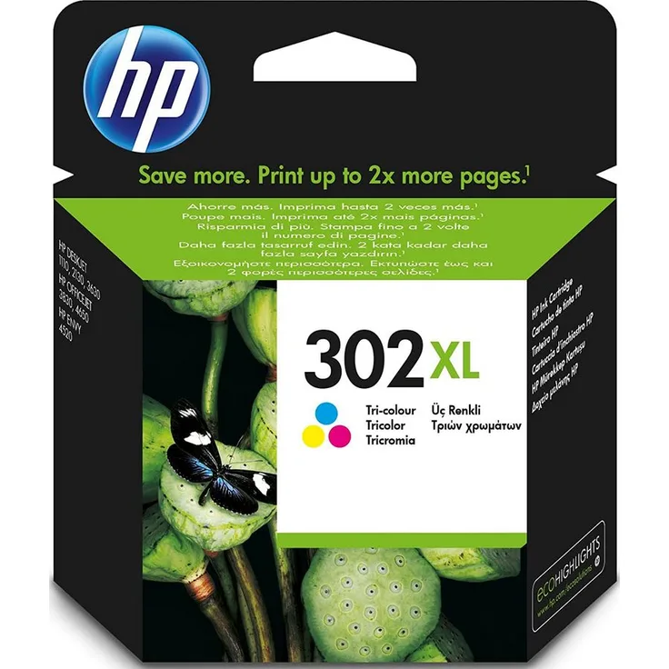 HP 302 XL High Yield Tri-Color Original Ink Cartridge Tintenpatrone für Drucker (Cyan, Magenta, Gelb, hoch, 8 ml) (F6U67AE)