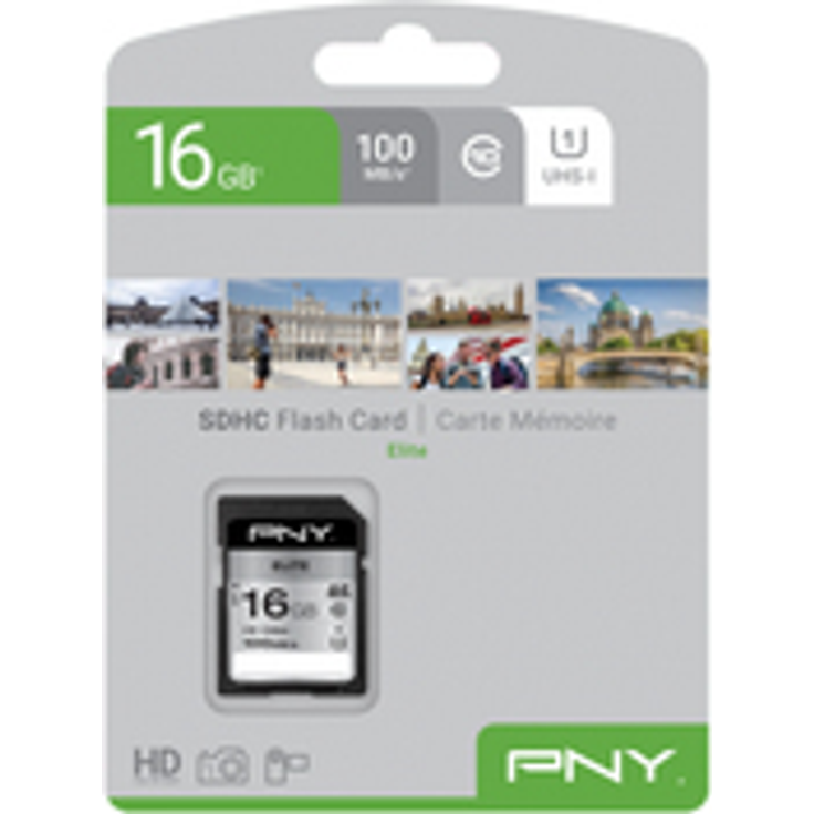 PNY Elite SDHC card 16GB Class 10 UHS-I U1 100MB-s – Bild 1
