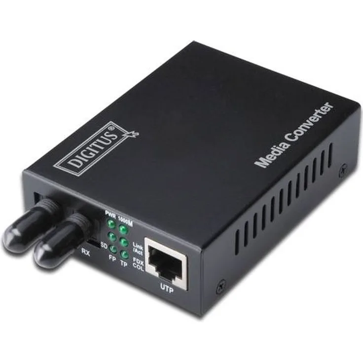 Digitus Transceiver/Medienkonverter - 2 Anschluss(e) - 1 x Netzwerk (RJ-45) - 1 x ST - Twisted Pair, Glasfaserleiter - 10/100Base-TX, 100Base-FX - 2 km - Desktop