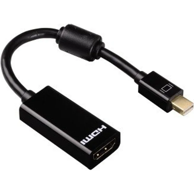 Hama Mini-DisplayPort-Adapter Ultra HD (Mini-DisplayPort-Stecker auf HDMI-Buchse) 4K Ultra HD, vergoldet, doppelt geschirmt, schwarz
