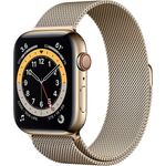 Apple Watch Series 6 Smartwatch GPS + Cellular, 44mm, Edelstahlgehäuse Gold, Milanese Loop Gold
