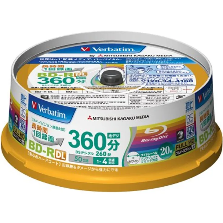 20 Verbatim Bluray Rohlinge BD-R 50GB Original Spindel Full Printable Bluray