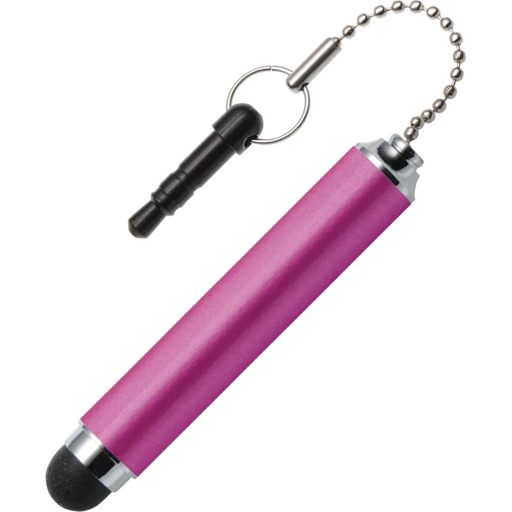 Online Schreibgeräte 31131-3D Mini Touch Metallic Pink, mit Stylus Tip für Bedienung des Touchscreens, zum Einstecken in Kopfhörer-Buchse, pink