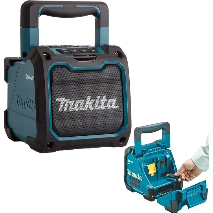 Makita DMR202 Bluetooth-Lautsprecher mit MP3-Player, Subwoofer, USB-Player, Display, wasserdicht, blau – Bild 7