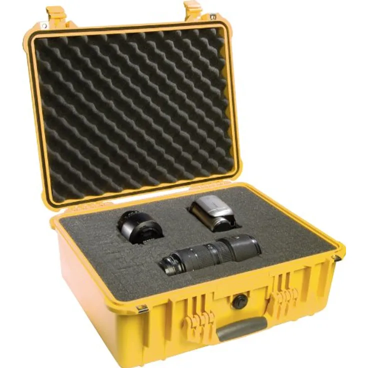 PELI 1550 Professioneller, Stoßfester Koffer, IP67 Wasserfest, 33L Volumen, Hergestellt in Deutschland, Mit Schaumstoffeinlage (Anpassbar), Gelb