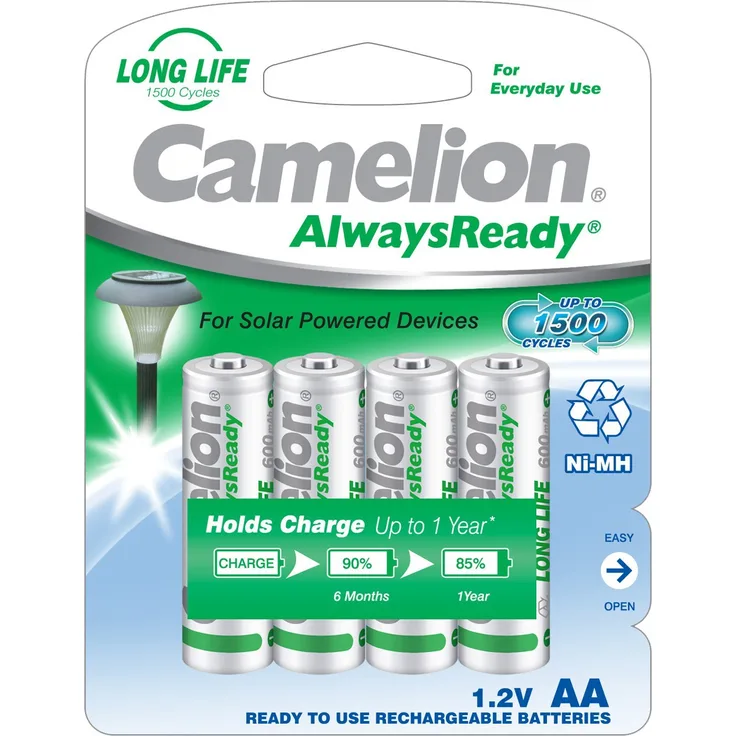 Camelion NH-AA600ARBP4 Ni-MH Akku HR6-AA-Mignon, 600mAh, 4er-Pack chrom