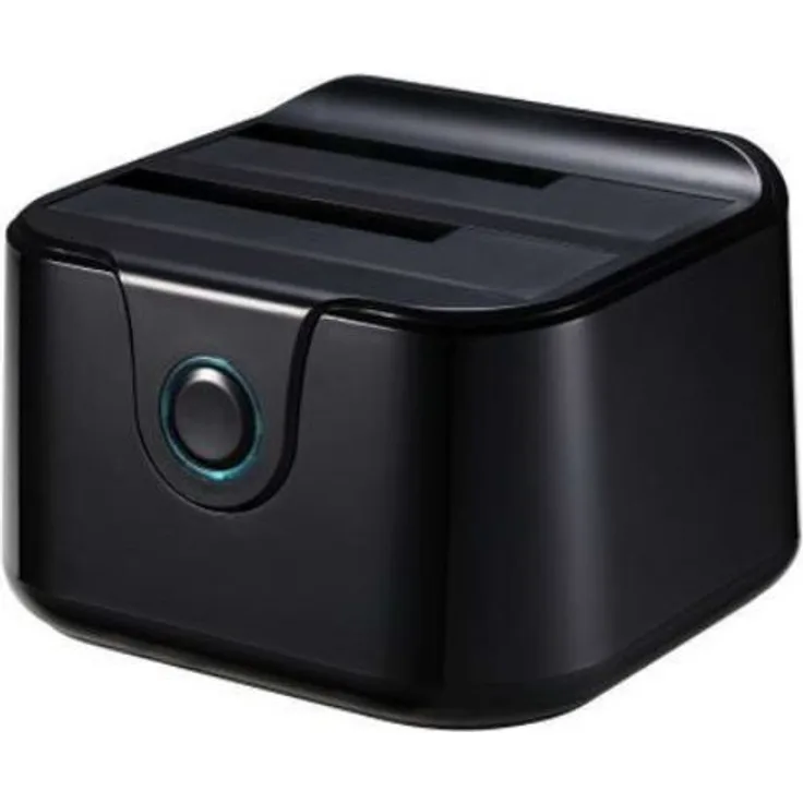 TooQ TQDS-802B - Dockingstation Anschlussbasis mit doppeltem SATA Schacht für 2,5 und 3,5 Zoll Laufwerke, USB 3.0 und USB 2.0-HOST, Offline CLONE Funktion, Farbe Schwarz